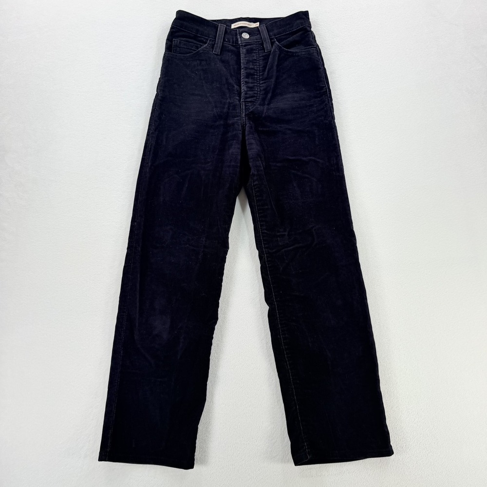 Levi's Pants Womens 25x27 Black Ribcage Straight Ankle Corduroy Slim Fit